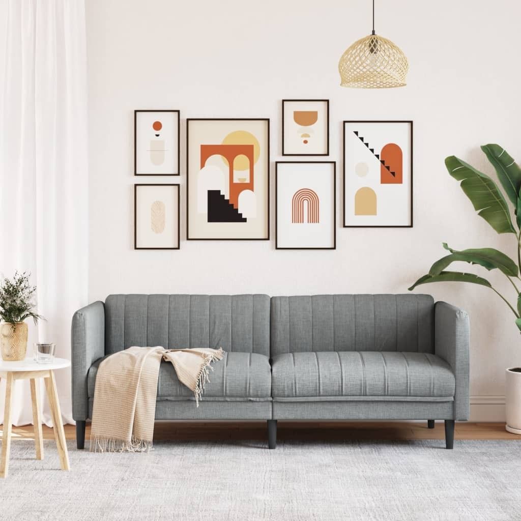 Stabli Sofa 3-Sitzer Hellgrau Stoff - DE719917 - Klassische Sofas
