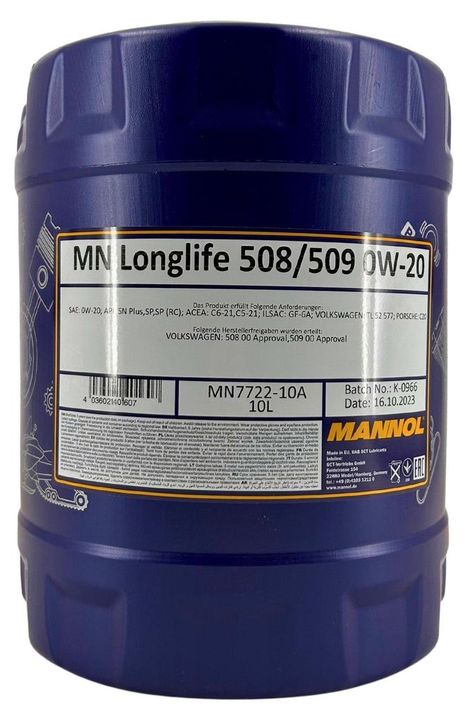 Mannol Longlife 508/509 0W-20 10 Liter