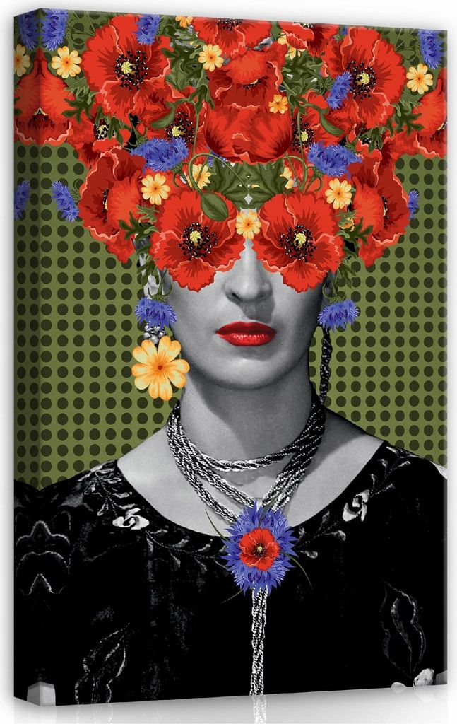 Bilder Frida Kahlo Blumen 100x75 cm XXL Modern Canvas Leinwand Bilder Leinwandbild Leinwandbilder Wohnzimmer Schlafzimmer Wandbilder Kunstdruck Wan...