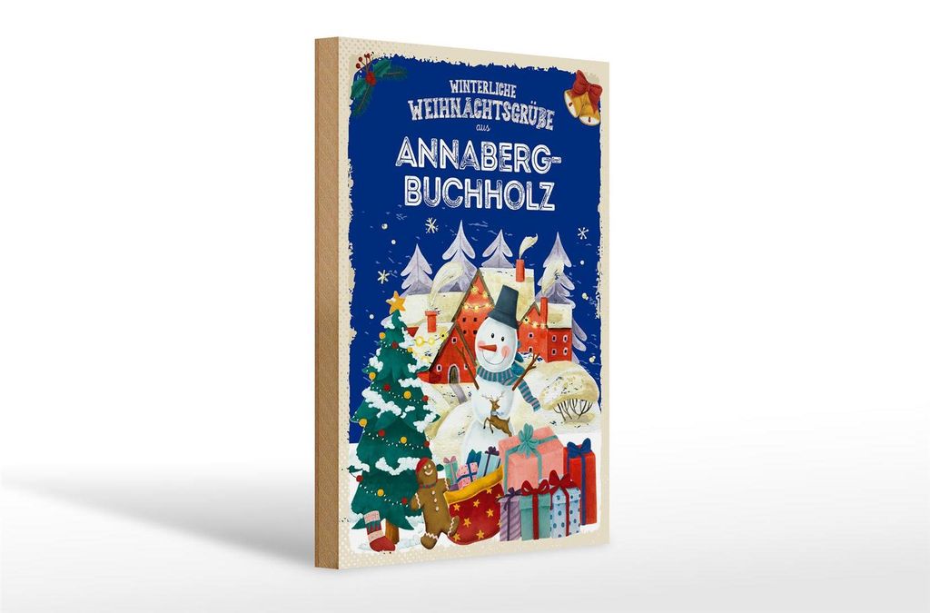 Holzschild Weihnachtsgrüße aus ANNABERG-BUCHHOLZ Geschenk 20x30cm