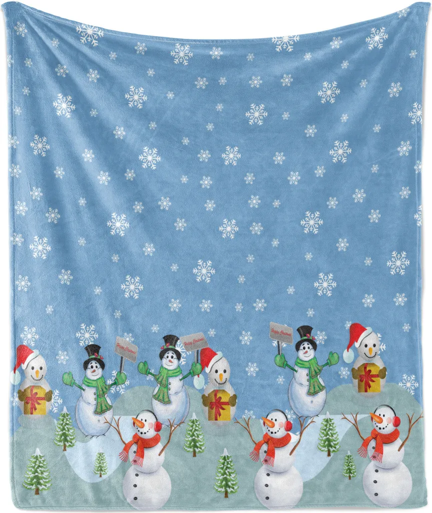 Plaid Natale per Bambini e Famiglia ABAKUHAUS - Coperta Flanella 125x175