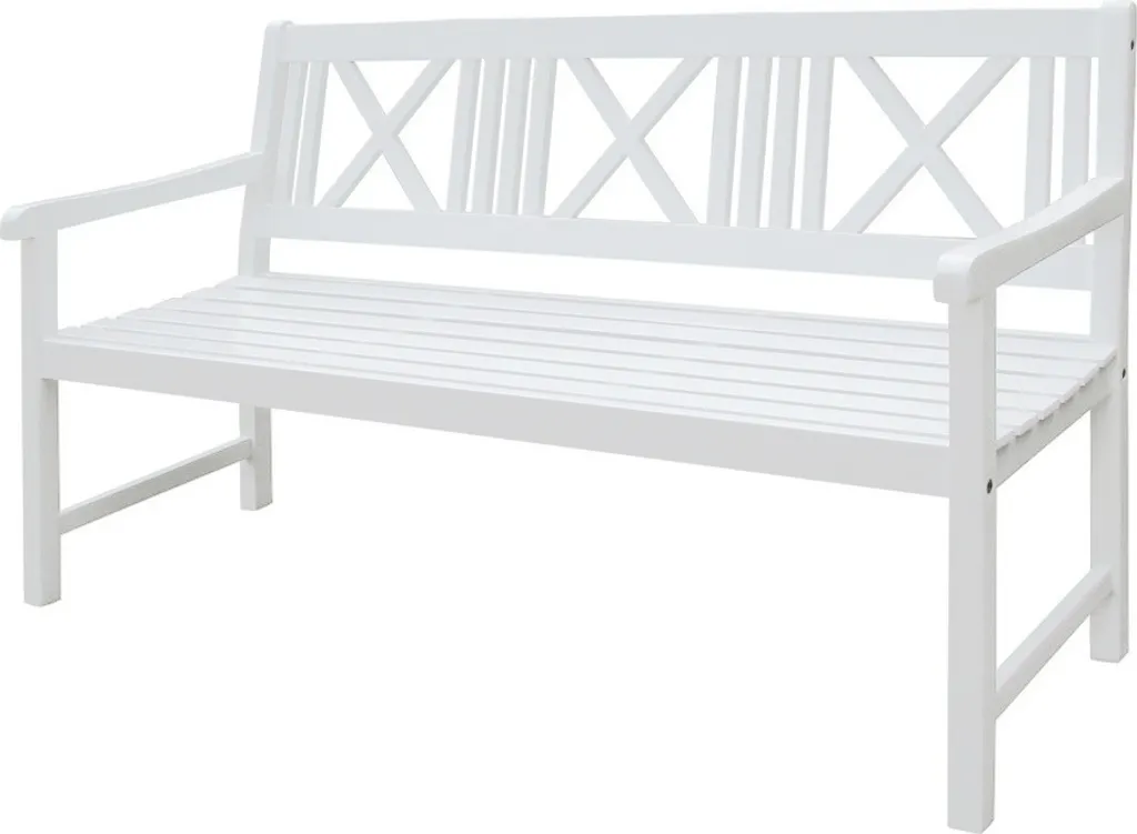 Grand banc de terrasse blanc 3 places, idéal pour repos et détente bois