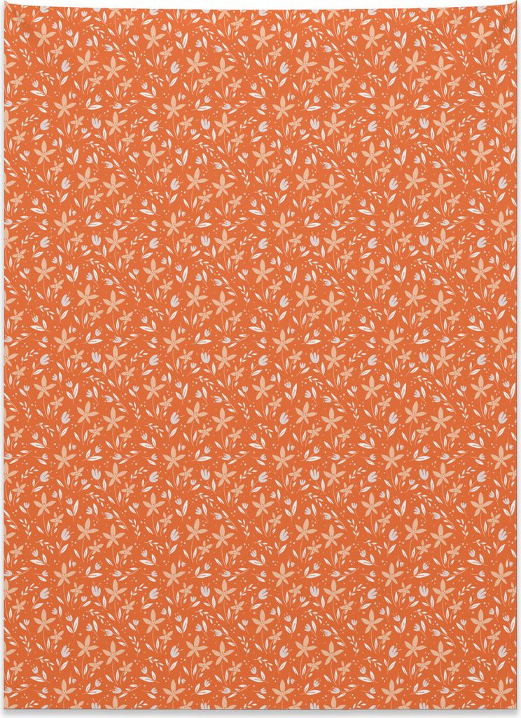 Abakuhaus Blumen Wandteppich, Natur-Elemente und Punkte aus Weiches Mikrofaser Stoff Kein Verblassen Klare Farben Waschbar, 110 x 150 cm, Champagne...