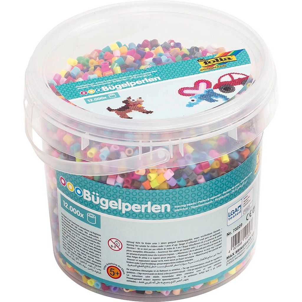 folia Bügelperlen farbig sortiert 12.000 Stück Eimer