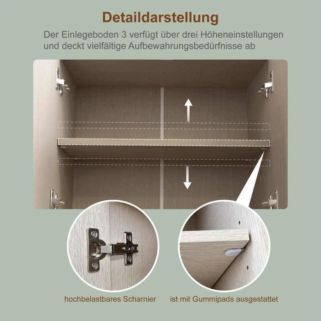 Meuble de rangement cuisine 181cm pour micro-ondes et aspirateur balai