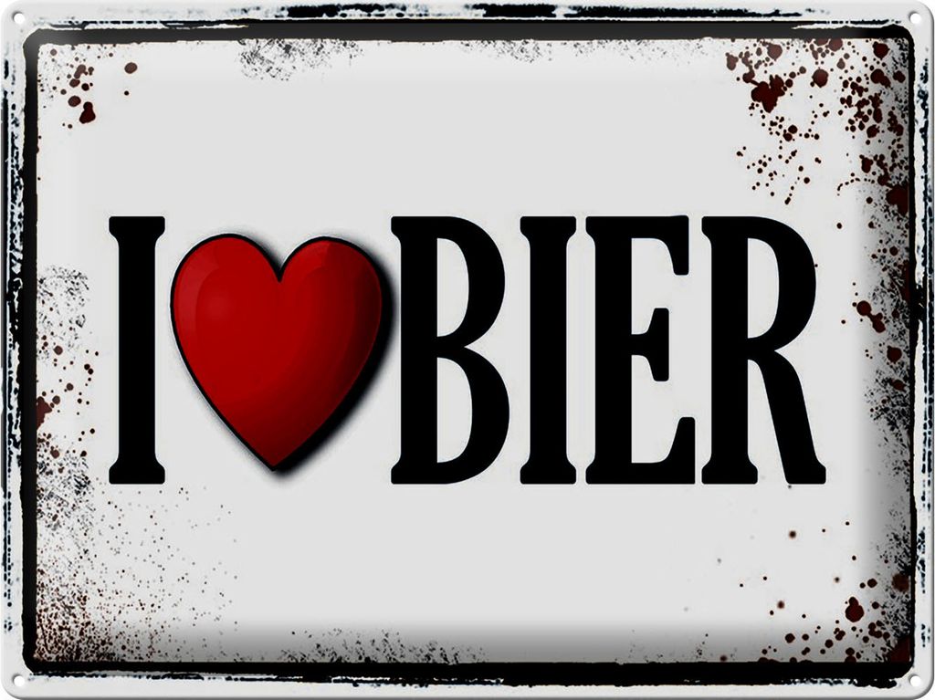 Blechschild i Love Bier, 40 x 30 cm, Blechschilder Spruch Produktbild 