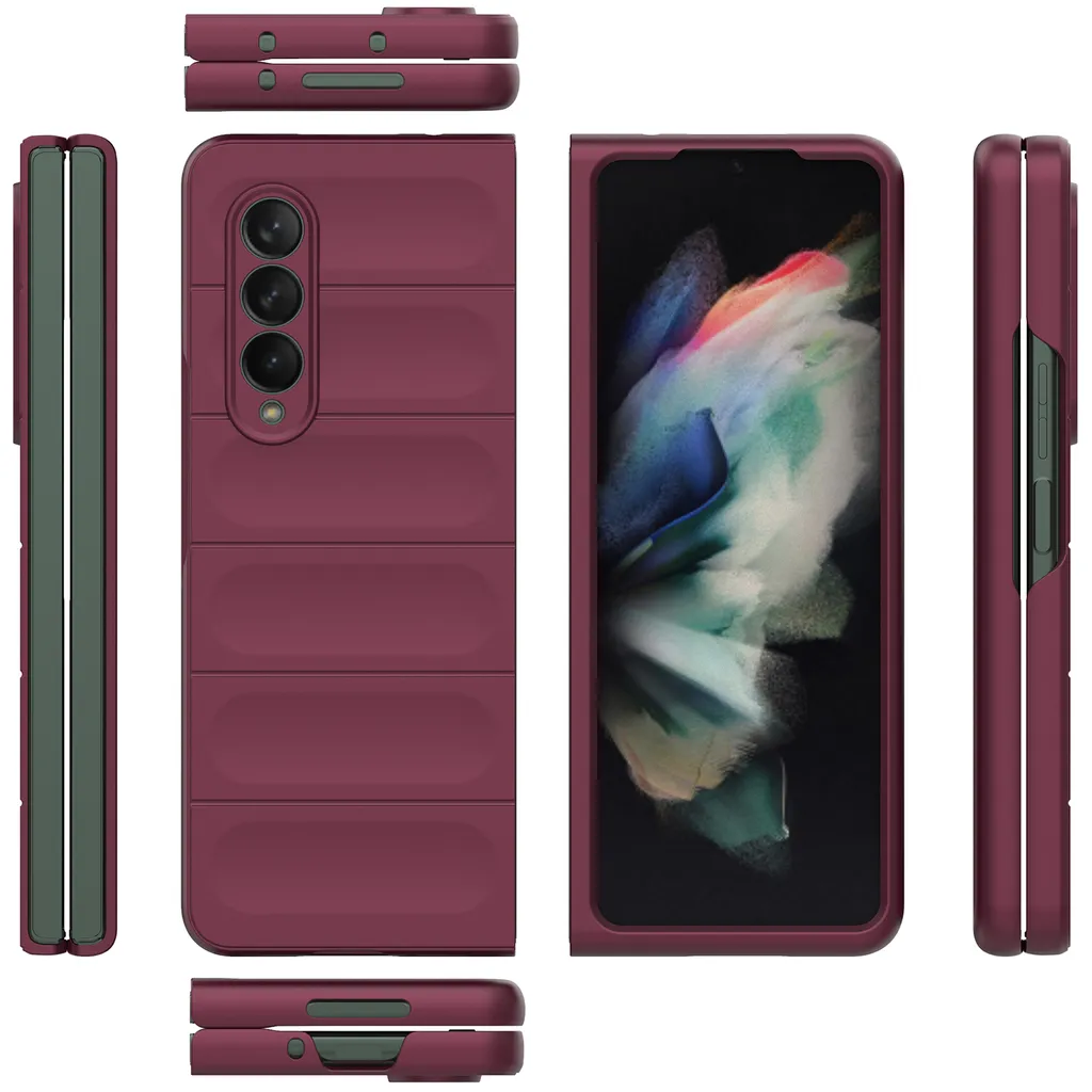 Custodia Samsung Galaxy Z Fold 3 5G PC Rigida Opaca Borgogna Slim - 3