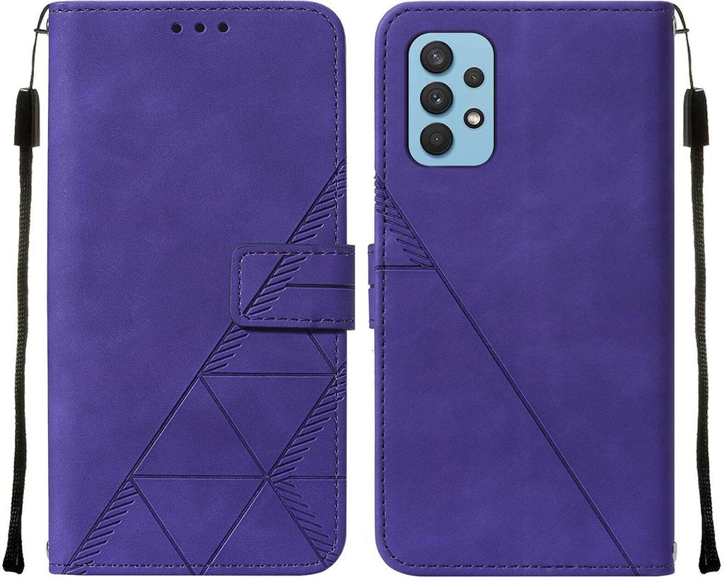 Galaxy A32 5G Hülle, Schlank Prägung Flip Leder Kartenfächer Schutzhülle mit Ständer für Samsung Galaxy A32 5G Lila