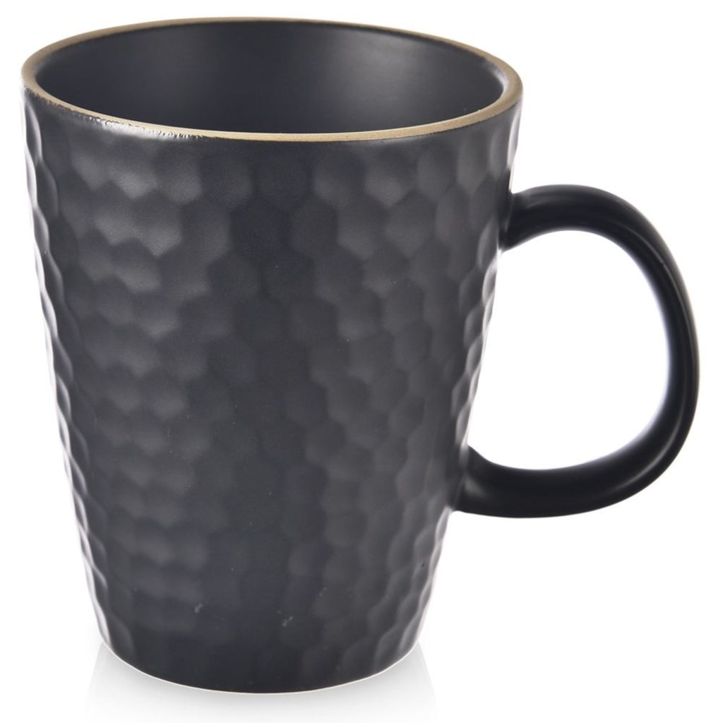 Schwarze Keramiktasse zum Trinken von Kaffee, Tee, Kräutern, Getränken, groß, 420 ml