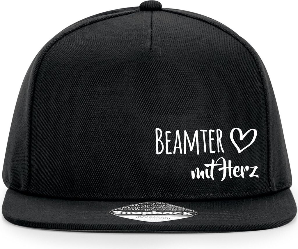 Huuraa Cappy Mütze Beamter mit Herz Black Polyester Snapback Kappe Geschenkidee