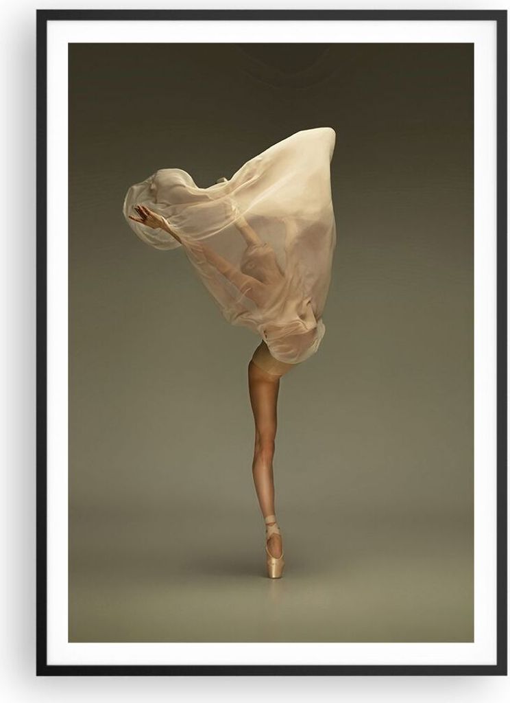 Gerahmtes Poster - Schwarzer Rahmen - Ballerina Figur Tanzen - 70x100 cm - Wand Bild - Wanddeko - Wandbilder - Kunstposter - Wandposter - Bilderrah...