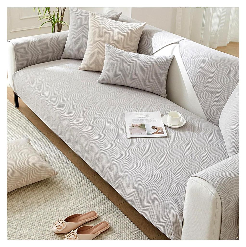 Universal Sofadecken für Sitzflächen, Ecksofa Chenille Couchschoner, große Sofaschutzdecke rutschfest, 1/2/3/4-Sitzer Sofa Schonbezug (Grau D, 9...