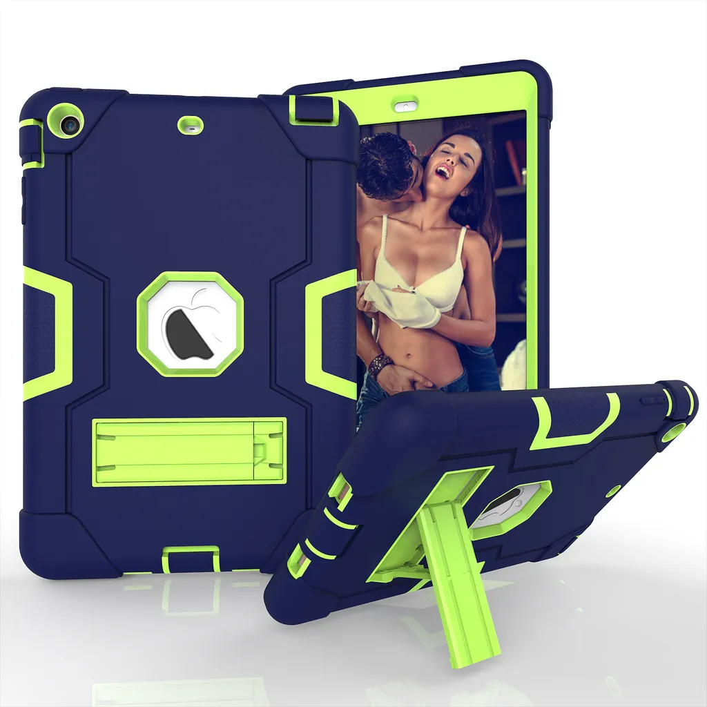 Custodia per iPad Mini 1/2/3 Gen, Custodia protettiva ibrida a tre strati resistente agli urti con supporto verde