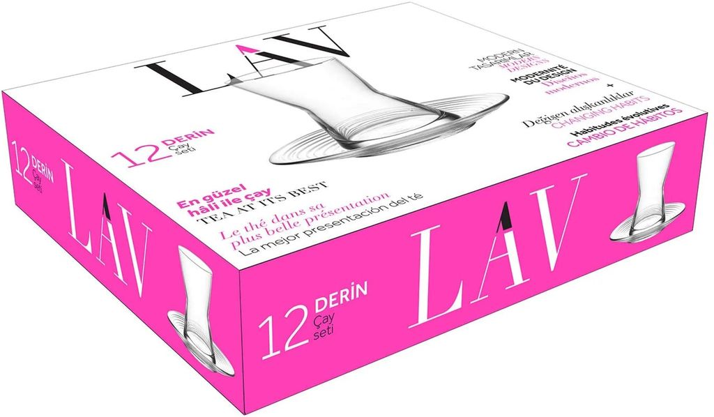 Lav Derin 12er Set, türkische Teegläser mit Untertassen Produktbild 5