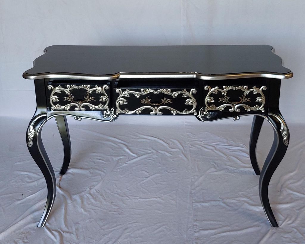 Antiker königlicher Sekretär Barock Louis Seize Breite117cm Farbe: schwarz mit silber