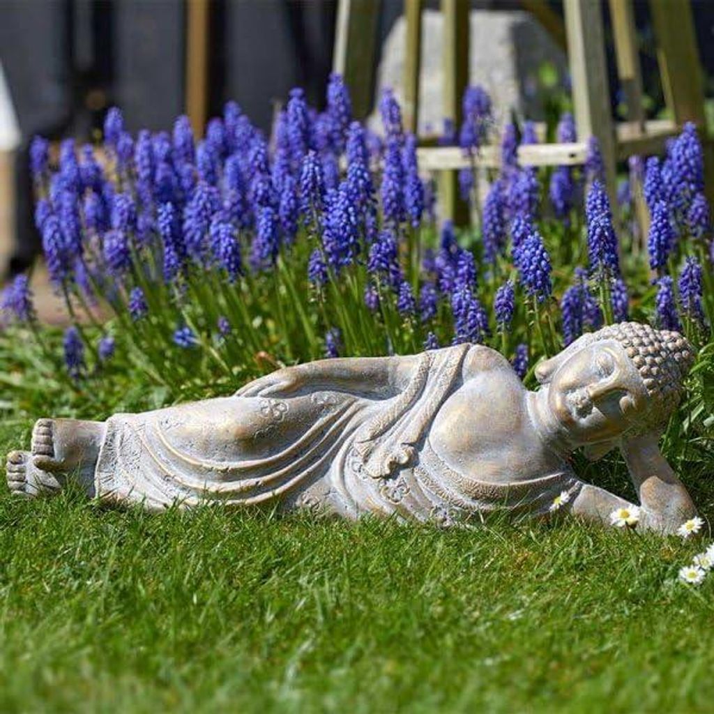 Große, liegende Buddha-Figur für Haus und Garten – Fung-Shui-Meditationsgartenfigur, wasserfest, Gartendekoration für drinnen und draußen, f...