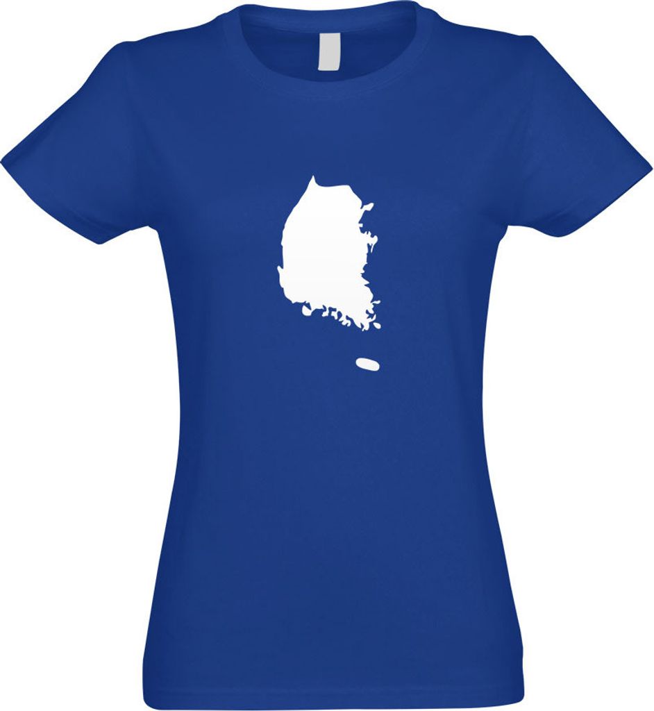 Kiwistar - T-Shirt tailliert - Damen - royal - Korea, Süd Umriss Kontur - mit Motiv Bedruckt - Funshirt Design - Sport - Freizeit - Damen - XL