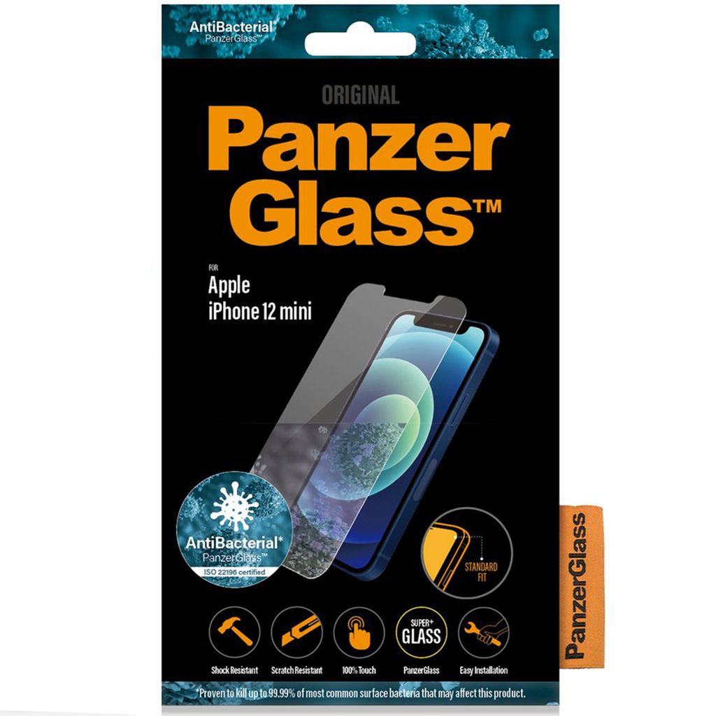 PanzerGlass SP iPhone 12 mini, antibacterieel beschermglas. Productafbeelding 