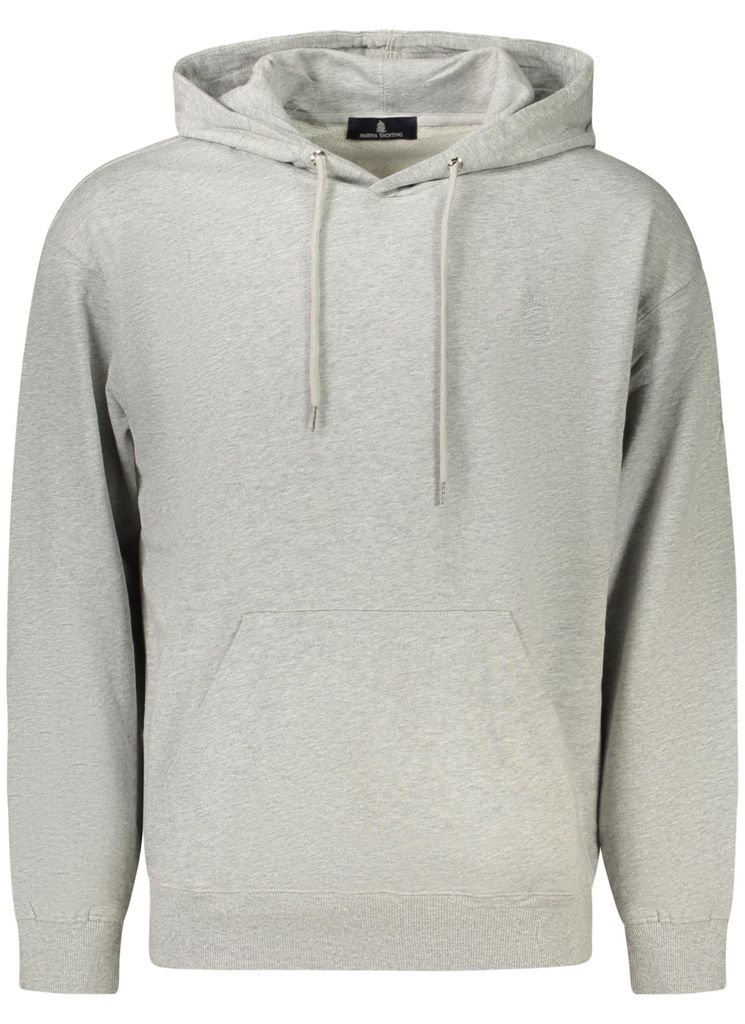 Graues Herren Sweatshirt: Langarm Hoodie mit Stickerei und Tasche