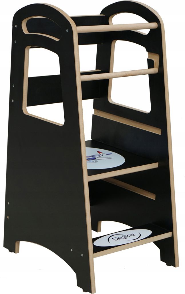 Skyline Steh und Lernturm Baby ab 1 Jahr Montessori Learning Tower Höhenverstellbar Tritthocker Kinder Indoor Möbel Kinderzimmer Trittschemel Kit...