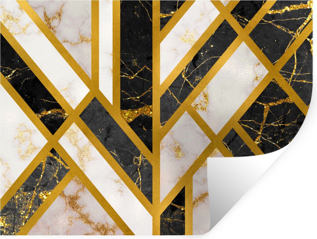 MuchoWow Wandtattoo Wandsticker Wandaufkleber Marmor - Gold - Luxus 120x90 cm Selbstklebend und Repositionierbar - Aufkleber