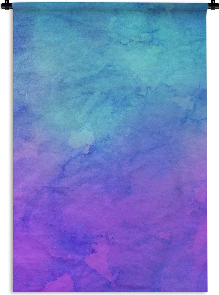 MuchoWow Wandteppich Wandbehang Aquarell - Lila - Hellblau 60x90 cm Tapisserie Dekoration Wandtuch - Foto-Teppich - Abwaschbar