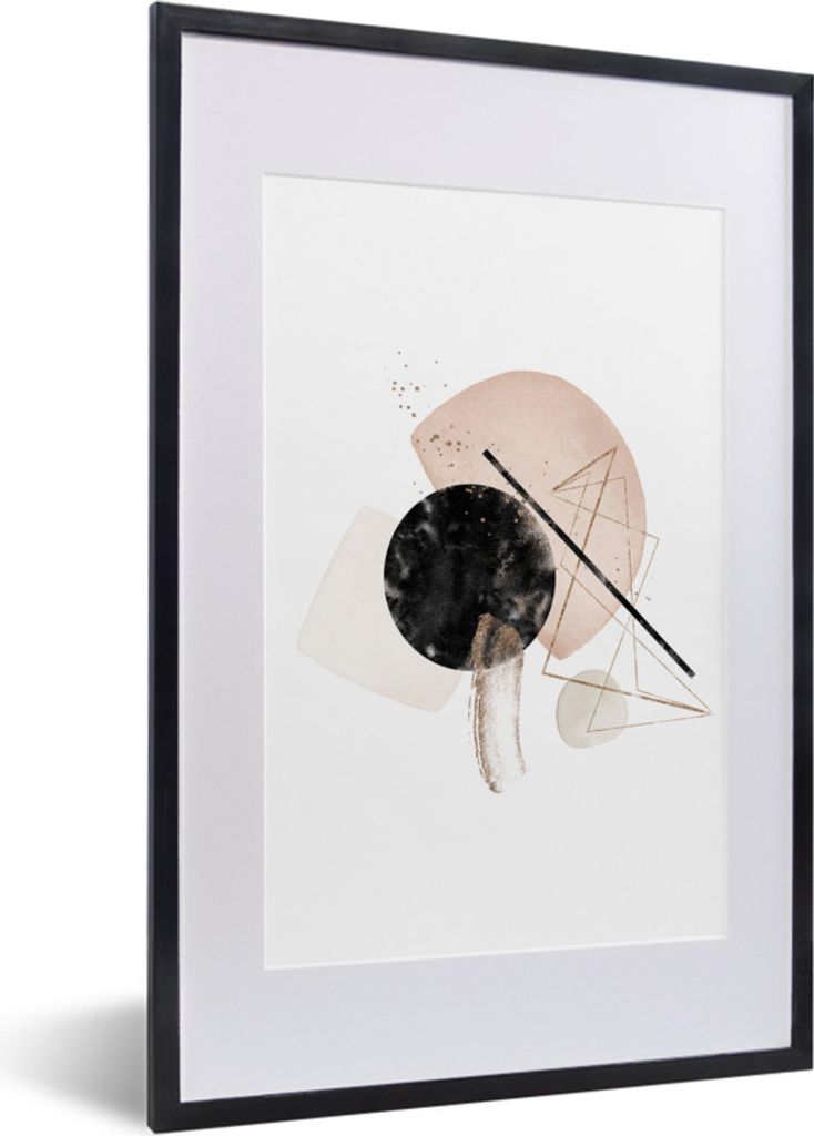 Poster mit Rahmen - Aquarell - Formen - Abstrakt - 40x60 cm - Poster mit zchwarzem Bilderrahmen