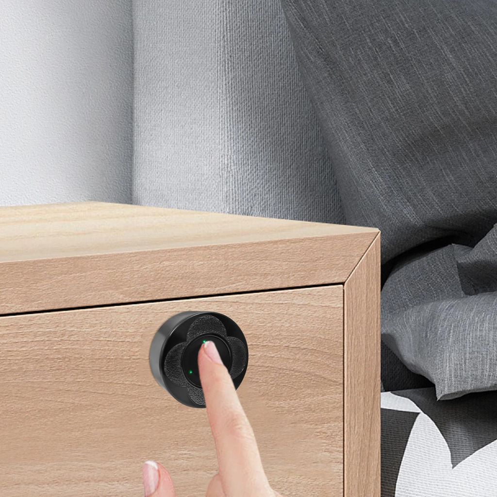 Fingerabdruckschloss für Schubladen & Schränke - 32 mm - 20 Fingerabdrücke - 1 s Erkennung - 3000 Entriegelungen - Graubraun