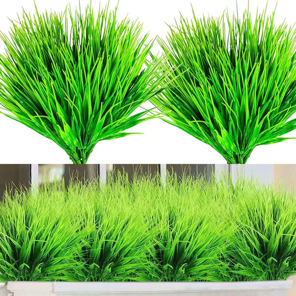12 Bündel künstliche Pflanzen, realistisches Aussehen, für den Außenbereich, Balkonpflanzen aus Kunststoff, 30-40 cm, künstliches Gras, künst...