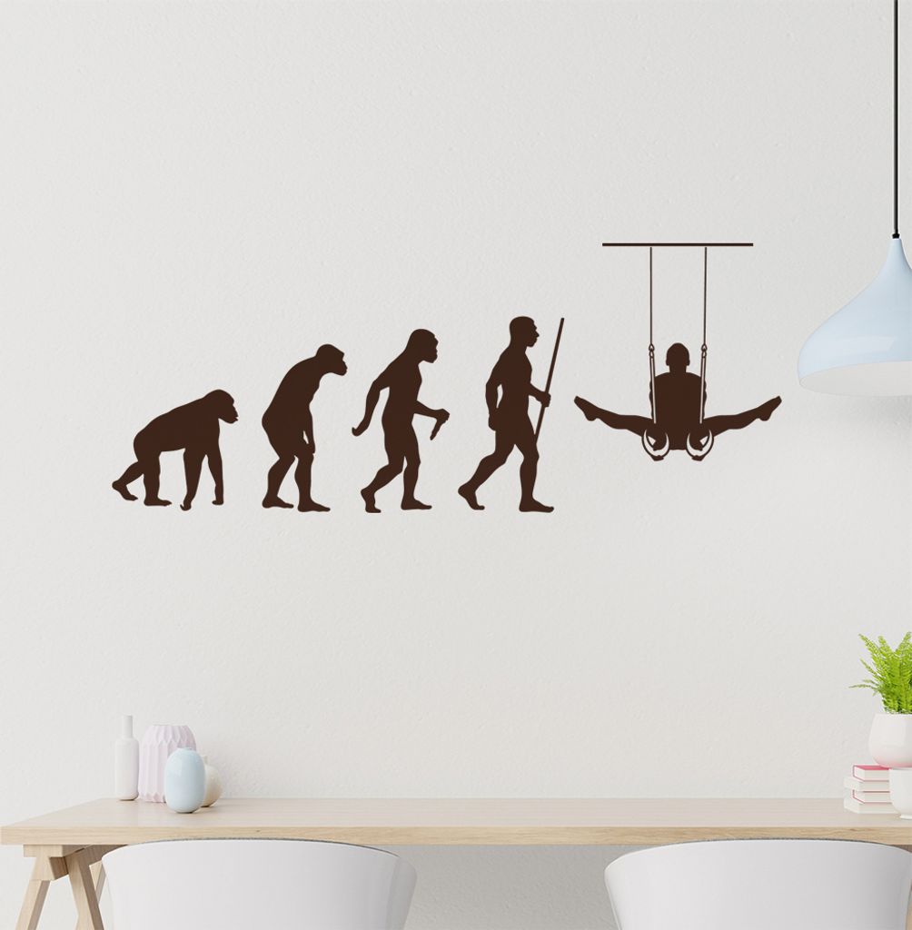 Turnen Ringe Evolution Wandtattoo Wandaufkleber Wall Sticker - Dekoration, Küche, Wohnzimmer, Schlafzimmer, Badezimmer