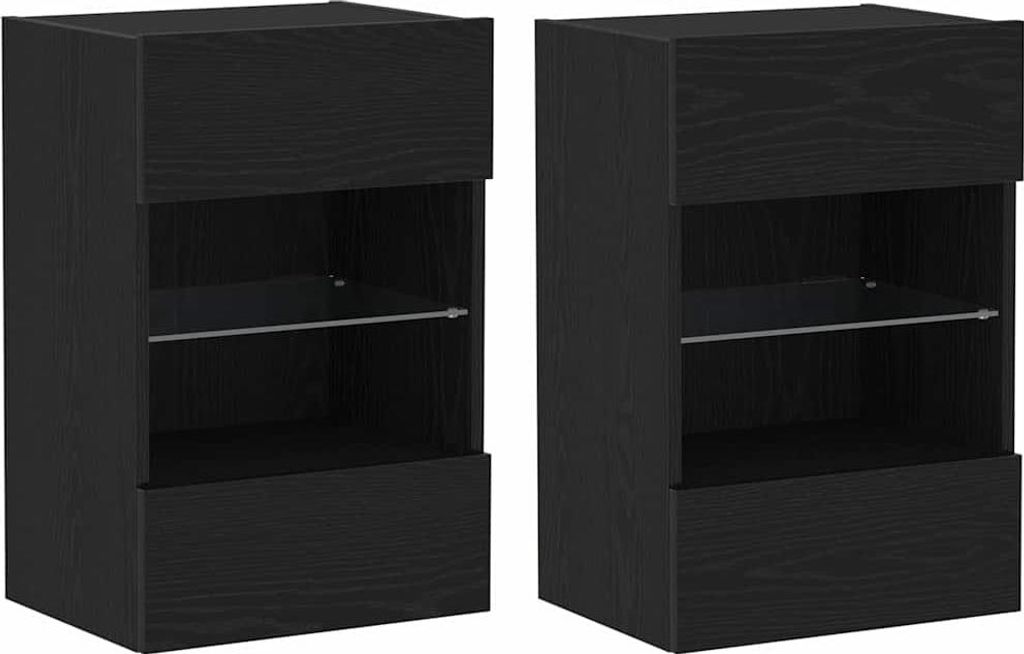 Möbel TV-Schrank - TV-Regal - Fernsehkommode -set 2er Set,multifunktional& Moderne - Schwarz 40 x 30 x 60,5 cm Holzwerkstoff - TV-Lowboard CLORIS2...
