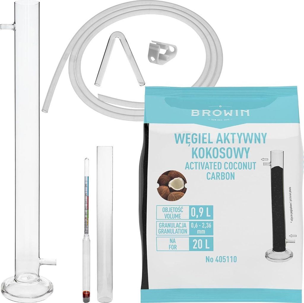 Filtrationssäule SET komplett Zubehör Alkoholmeter Silikonschlauch Kokoskohle