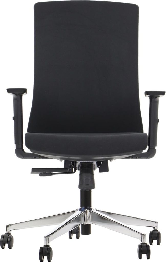 Ergonomischer Bürodrehstuhl TONO, Chromgestell, verstellbare Armlehnen, schwarze Polsterung