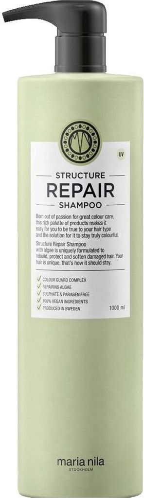A bottle of Maria Nila Structure Repair Shampoo.