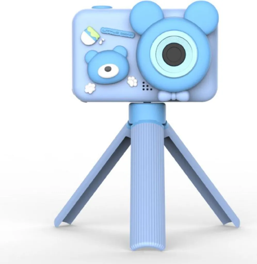 Appareil Photo Enfant INF Bleu pour Selfie et Vidéo avec Support Pratique