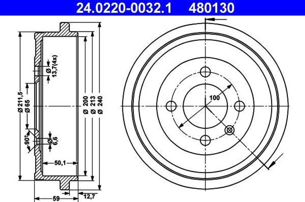 Tambour de Frein Haute Qualité 200mm pour VW UP et Lupo - ATE Original
