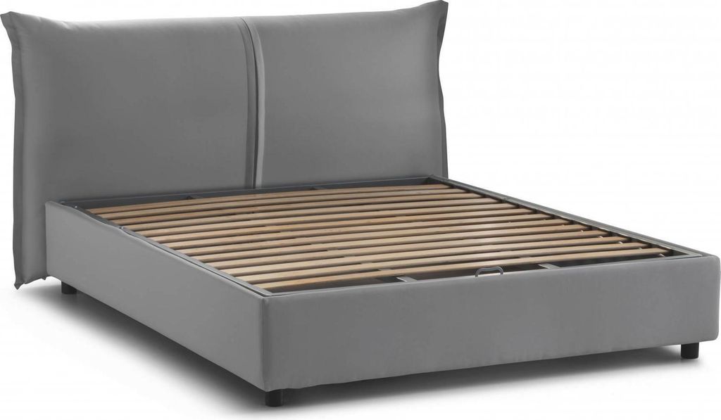 Doppelbett Dbaji, Containerbett mit Stoffbespannung, 100% Italy, Frontöffnung, passend für Matratze Cm 160x200, Grau