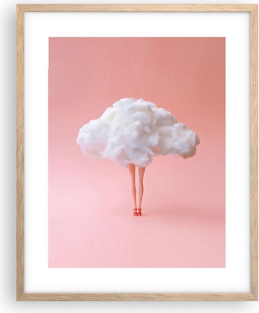 Gerahmtes Poster - Rahmen in heller Eiche - Wolke Beine Surrealismus - 40x50 cm - Wand Bild - Wanddeko - Wandbilder - Kunstposter - Wandposter - Bi...