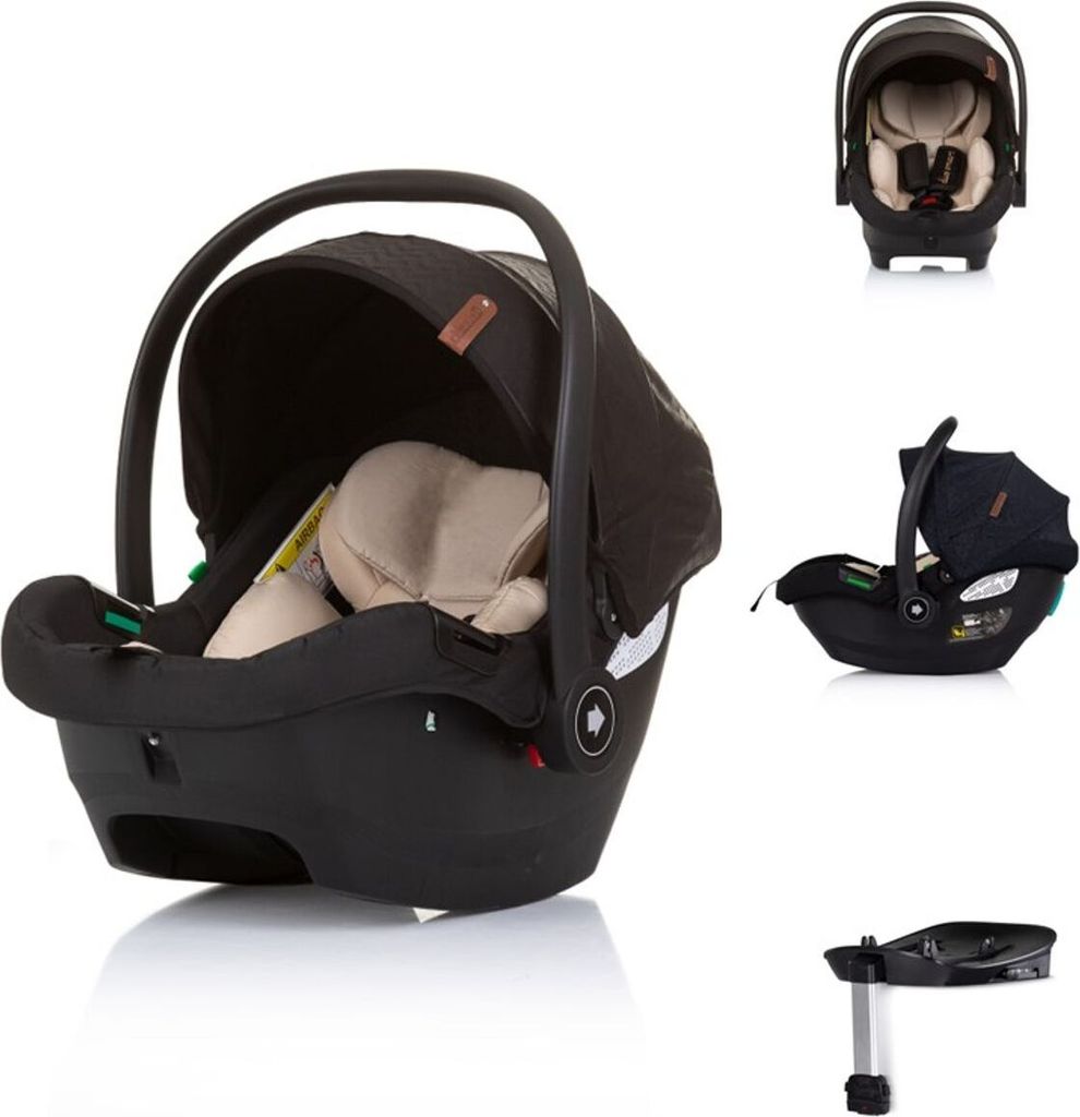 Chipolino Set Babyschale Isofix-Station Duo Smart i-Size verstellbare Kopfstütze schwarz beige