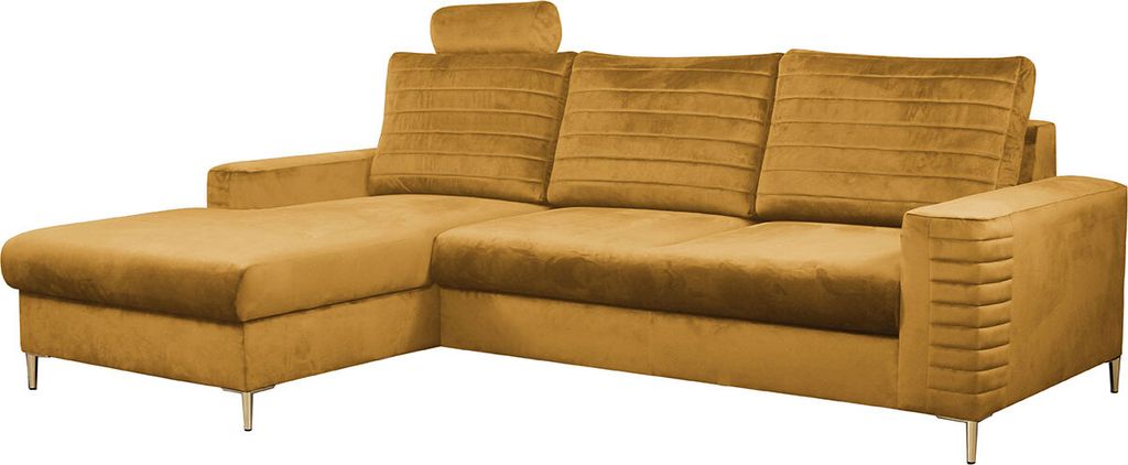 MIRJAN24 Ecksofa Collin, Wohnzimmer Eckcouch mit Bettkasten und Schlaffunktion (Farbe: Velluto 08, Seite: Links)