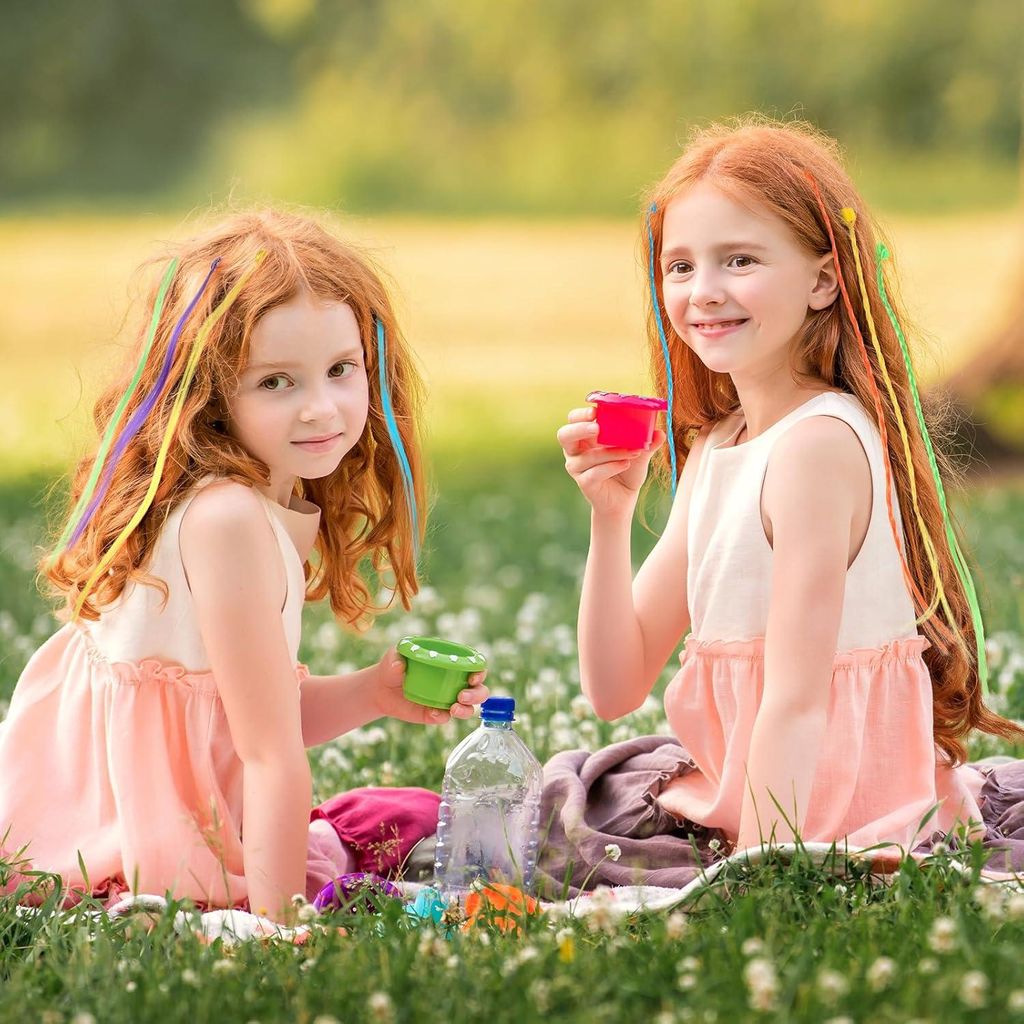 24 Stück Bunte Kinderhaarsträhnen mit Clips - Bunte Haarsträhnen für Haarverlängerung - Haaraccessoire-Set für Partys und Flechten