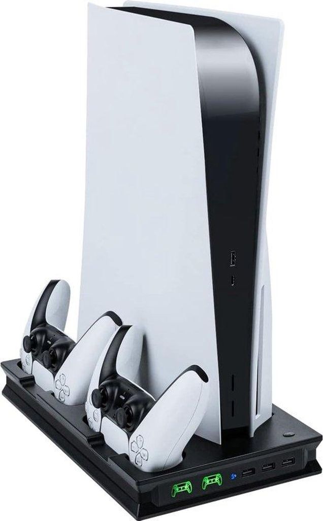 Playstation 5 Oplaadstation mit Ventilator - Für 2 Controller - Schnellader - 3 USB Anschlüsse - Mit LED Anzeigen - Controller Ladegerät für PS...