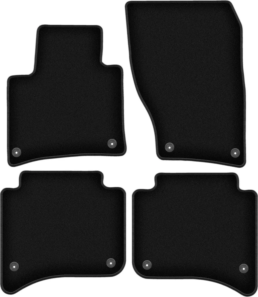 Tappetini in velluto per Porsche Cayenne II (2010-, SUV) neri, set 4 pz, con fissaggi - 1