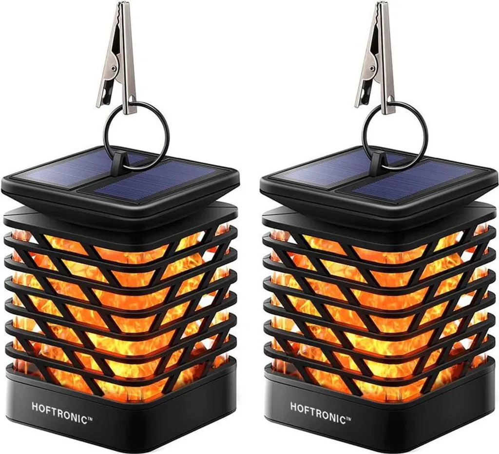 Lanterne Solaire Décorative pour Allée et Jardin Effet Flamme Noir IP65