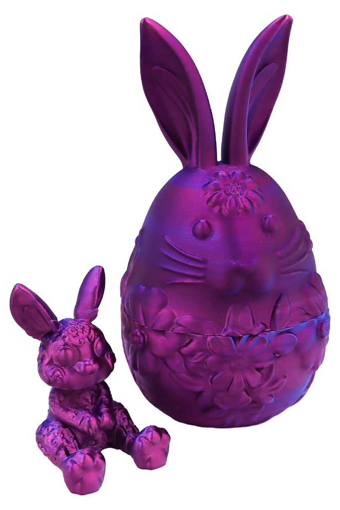 Osterhasen-Ei-Ornament mit beweglichem Hasen im Inneren, 3D-gedruckte Hasen-Blumen-Ei-Figur, Osterdekoration