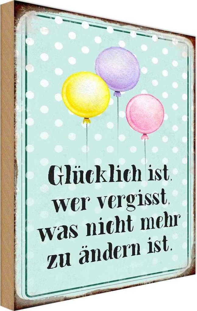 vianmo Holzschild 30x20 cm glücklich ist wer vergisst was Dekoration
