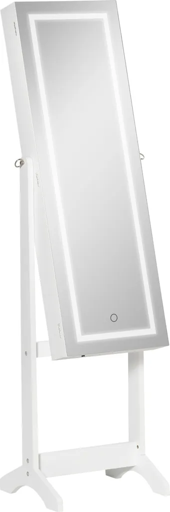 Armoire à bijoux LED HOMCOM blanche avec miroir sur pied et écran tactile