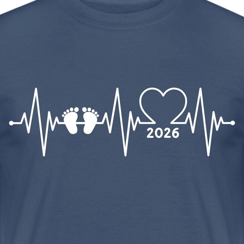 Spreadshirt Baby 2026 EKG Herzschlag Männer T-Shirt, 3XL, Dunkles Denimblau
