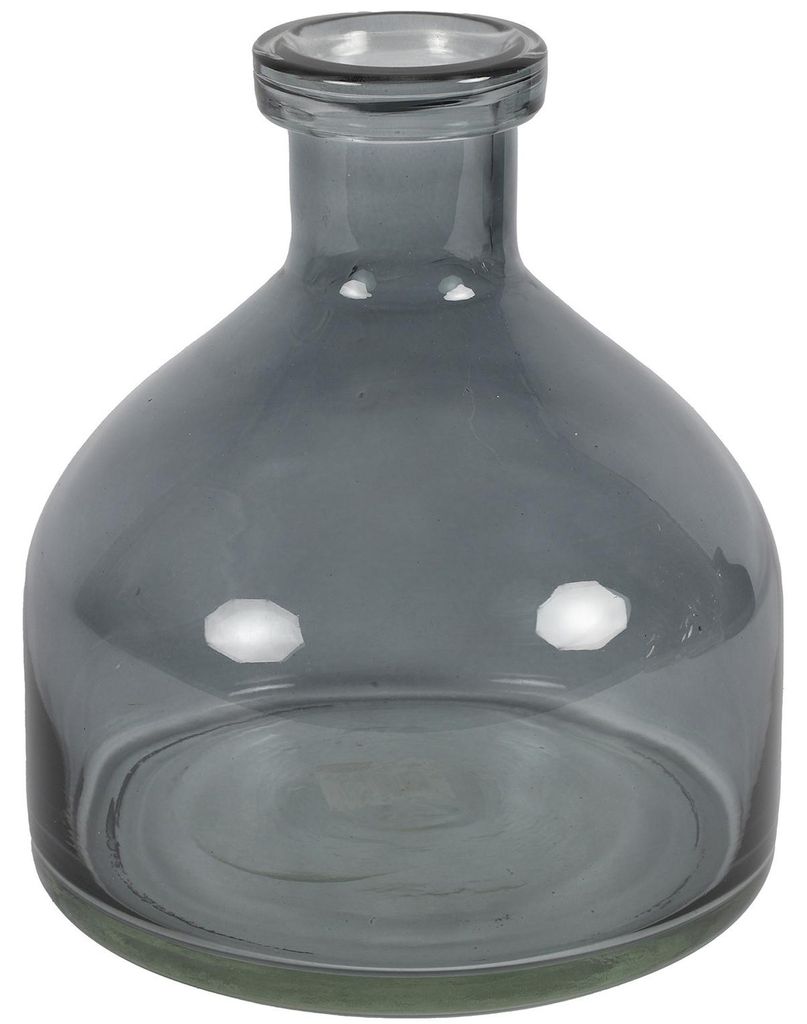 Countryfield Blumenvase Low Bottle - transparent dunkelgrau - Glas - 18 x 20 cm - Belly Bottle