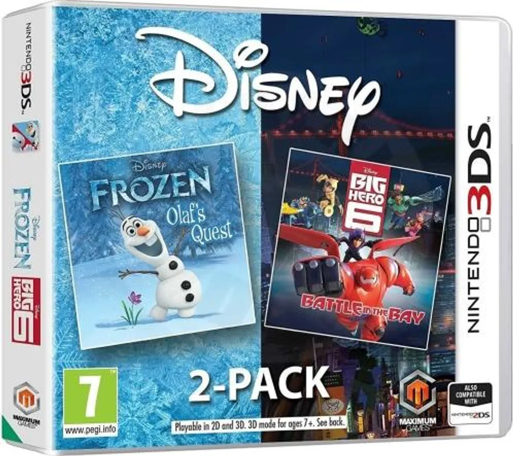 Compilation de Jeux Nintendo 3DS Disney Frozen et Big Hero 6 Pack 2 en 1